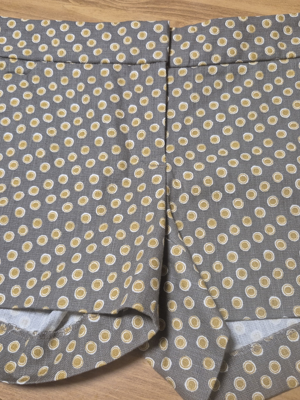 J. Crew Gray Skort with Yellow and White Polka Dot Print